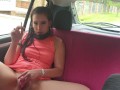 Public pussy masturbation on the back seat of uber driver car