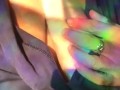 Slow breathing, heartbeat, good morning playing with nipples and natural breasts. Sunlight, rainbows
