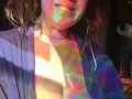 Slow breathing, heartbeat, good morning playing with nipples and natural breasts. Sunlight, rainbows