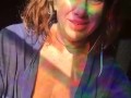 Slow breathing, heartbeat, good morning playing with nipples and natural breasts. Sunlight, rainbows