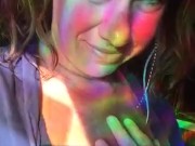 Slow breathing, heartbeat, good morning playing with nipples and natural breasts. Sunlight, rainbows
