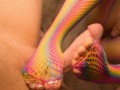 Sexy Babe Gives Footjob While Playing With Her Pussy - Amateur Vanillaandcaramel