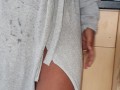 Thick Booty Latina Wife in a Revealing Bathrobe  with No PANTIES or BRA On
