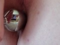 Pussy fuck with big black glass toy Part 1