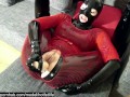Hot Girl Masturbates In Black Latex Catsuit Mask Gloves Overknee Boots And Pink Fishnet Bodysuit