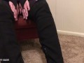 Sexy Foot Fetish Girl in Boots gets Tittie Fucked by Nylon Encased Sissy Cock