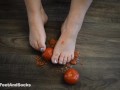  Crush food with my barefeet, crushing tomatoes 