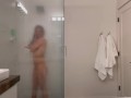 Steamy Glass Shower: Hot Couple on Vacation