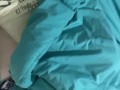 Horny under covers wank followed by cum over belly by big dick