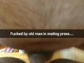Old man fuck me in mating press with a broken condom...i feel his cum inside....[Cuckold.Snapchat]
