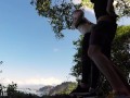 VACATION JUNGLE SEX - Horny couple fuck on HIKING TRAIL and almost GET CAUGHT