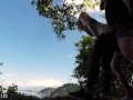 VACATION JUNGLE SEX - Horny couple fuck on HIKING TRAIL and almost GET CAUGHT
