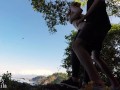 VACATION JUNGLE SEX - Horny couple fuck on HIKING TRAIL and almost GET CAUGHT