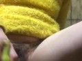 Hairy big clito Hotwife fuck herself using a banana 