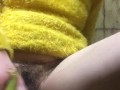Hairy big clito Hotwife fuck herself using a banana 