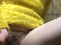 Hairy big clito Hotwife fuck herself using a banana 