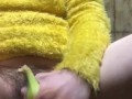 Hairy big clito Hotwife fuck herself using a banana 