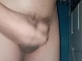 Putting my hairy penis hard and jerking off with rock