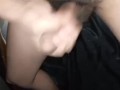 Putting my hairy penis hard and jerking off with rock