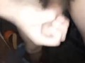 Putting my hairy penis hard and jerking off with rock