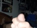 Putting my hairy penis hard and jerking off with rock