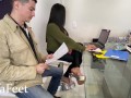 PREV Kiffa Hot Secretary Seduces her boss with her feet and make him give her bonus and cum on feet