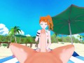 Sonia sucking dick on the beach, swallows cum.