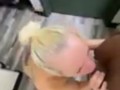 Blonde BITCH deep throats BBC on knees gagging 2hot