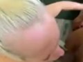 Blonde BITCH deep throats BBC on knees gagging 2hot