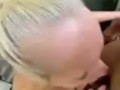 Blonde BITCH deep throats BBC on knees gagging 2hot