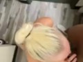 Blonde BITCH deep throats BBC on knees gagging 2hot