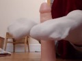 Petite Teen College Student Gives POV Clothed Sock Job