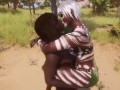 beauty black lesbian kissing wild