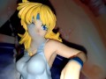 ジーパンタンクトップのスパロボリューネ・ゾルダークのフィギュアに大量ぶっかけオナニー
