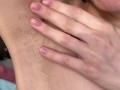 Hairy armpits up close on camera!