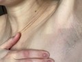 Hairy armpits up close on camera!