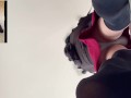 【女装】私服〇学生が天井の電球を取り換え、逆さ撮りで可愛い白パンチラ！