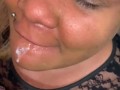 EBONY BBW TAKES BIG CUMSHOT AND SWALLOWS NUT!!! (BBW Plays With Sperm) @1macmillion