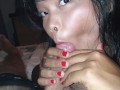 Thai Teen give blowjob, lick Balls and swallow cum