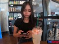 Starbucks coffee date with gorgeous big ass Asian teen girlfriend