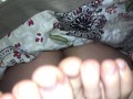 Fucking my toes with the inside of his Foreskin, then he cums all over my feet & licks it all up 