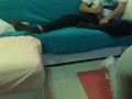 REAL 18 VIRGIN STEPSIS works out and TEASES stepbro, He takes his big cock out and CUMS ALL OVER!