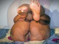 Fat ass ebony teasing you with her sexy feet