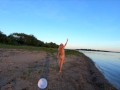 Русская нудистка на берегу реки