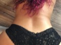 MILF doggy style dildo POV, masturbating in black lace panties