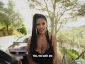 Public Agent Ebony Tina Fire and huge swinging and bouncing boobs fucked outdoors