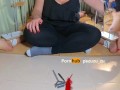 Femdom Amateur CFNM Handjob. If he doesn't cum in 2 mins I'll Tickle his Feet. POV
