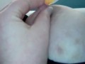 Slut comes while stitching needle in nipple