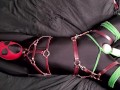 Bodysuit Bondage - Miss Perversion teased with a wand in bondage while wearing a bodysuit and latex