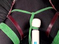Bodysuit Bondage - Miss Perversion teased with a wand in bondage while wearing a bodysuit and latex